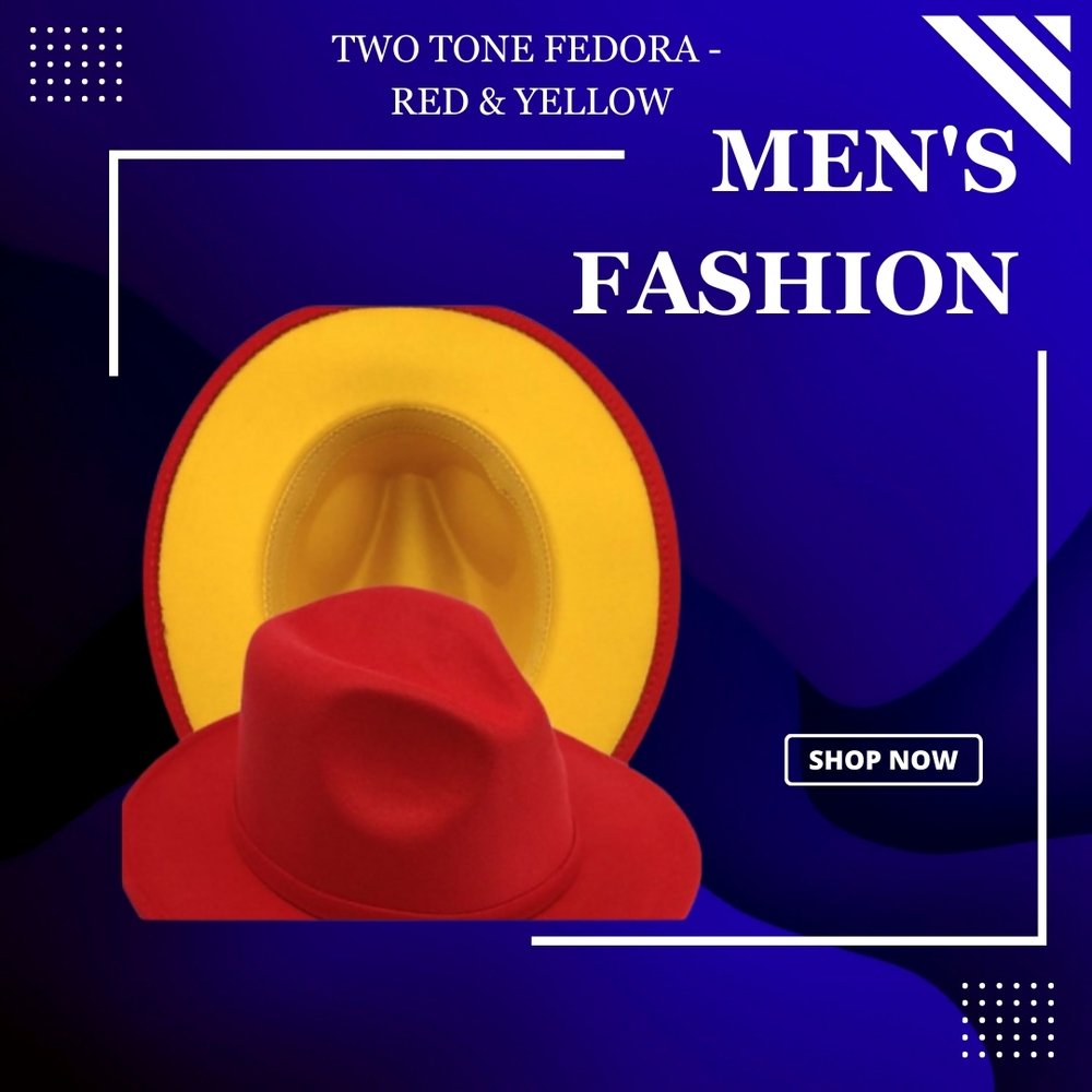 Two-Tone Fedora - RED & YELLOW